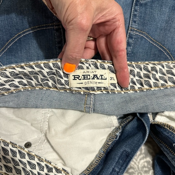 Women’s Ariat Jeans 31Long sz 12 35 Inch Inseam High Rise Straight Leg Style - Picture 6 of 7